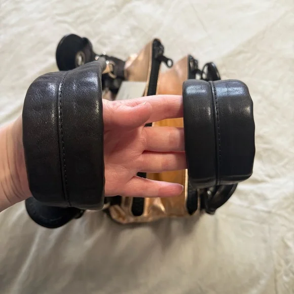 Pheobe Philo Rose Gold Chloe Black/Metallic Leather Double Zip Shoulder Bag - Picture 12 of 15